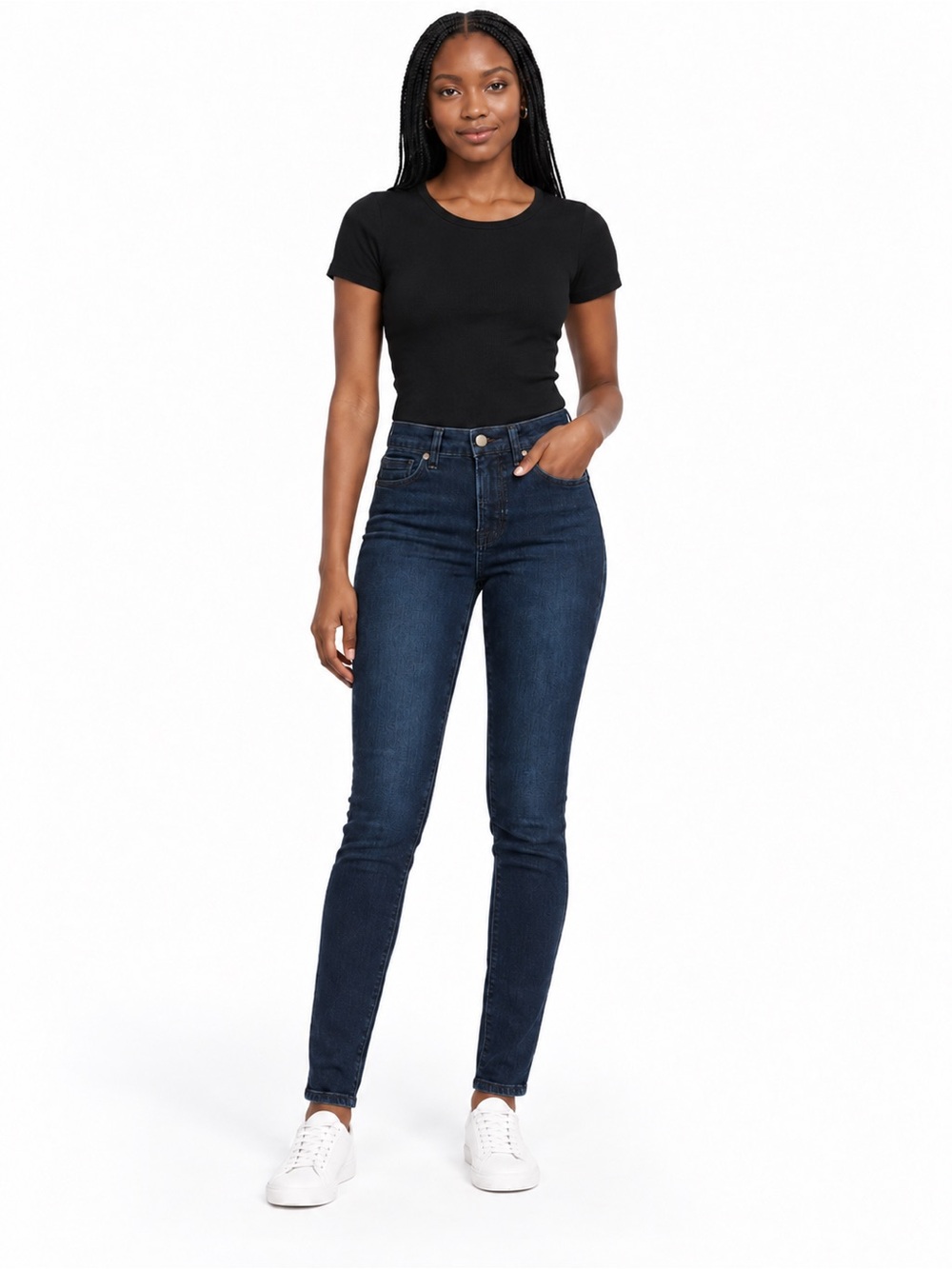 Good American Dark Wash Skinny Jeans Size 0 / 25 High Rise Stretch Denim